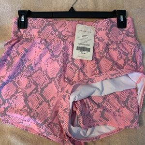 Fabletics pink print layered shorts